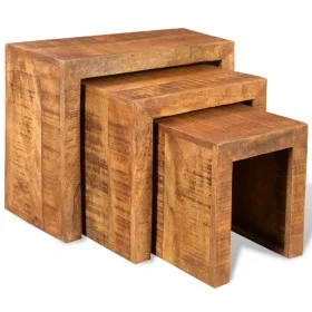Set de 3 mesitas apilables de madera maciza de mango by vidaXL, Side tables - Ref: Foro24-241130, Price: 131,90 €, Discount: %