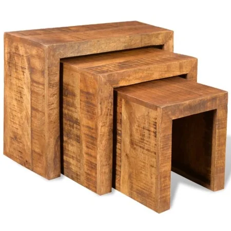 Set de 3 mesitas apilables de madera maciza de mango by vidaXL, Side tables - Ref: Foro24-241130, Price: 131,90 €, Discount: %