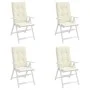 High back garden chair cushion 4 pcs cream fabric 120x50x3cm by vidaXL, Cushions for chairs and sofas - Ref: Foro24-43182, Pr...