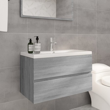 Badezimmerschrank aus grauem Sonoma-Sperrholz mit Waschbecken von vidaXL, Badezimmerwaschtische - Ref: Foro24-3120343, Preis:...