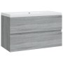 Badezimmerschrank aus grauem Sonoma-Sperrholz mit Waschbecken von vidaXL, Badezimmerwaschtische - Ref: Foro24-3120343, Preis:...