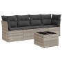 Set de sofás jardín y cojines 5 pzas ratán sintético gris claro