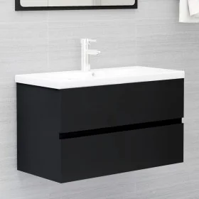 Mueble con lavabo madera de ingeniería negro de vidaXL, Tocadores de baño - Ref: Foro24-3071550, Precio: 196,33 €, Descuento: %