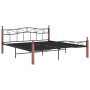 Estructura cama sin colchón metal madera roble negro 200x200 cm