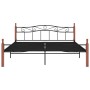 Estructura cama sin colchón metal madera roble negro 200x200 cm