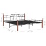 Estructura cama sin colchón metal madera roble negro 200x200 cm