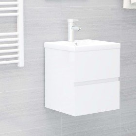 Mueble con lavabo madera de ingeniería blanco brillante