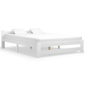 Estructura de cama de madera maciza de pino blanca 140x200 cm de vidaXL, Camas y somieres - Ref: Foro24-322001, Precio: 149,9...