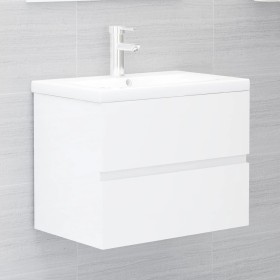 Mueble con lavabo madera de ingeniería blanco brillo