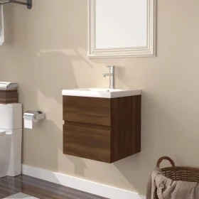 Oak brown plywood bathroom cabinet with sink by vidaXL, bathroom vanities - Ref: Foro24-3152860, Price: 126,17 €, Discount: %