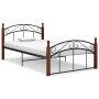 Estructura cama sin colchón metal madera roble negro 120x200 cm