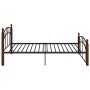 Estructura cama sin colchón metal madera roble negro 120x200 cm