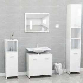 Conjunto de muebles de baño madera contrachapada blanco brillo de vidaXL, Muebles de baño - Ref: Foro24-802585, Precio: 70,05...