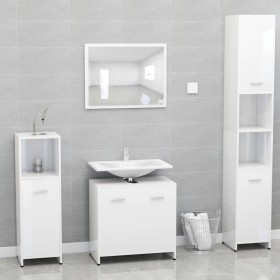 Glossy white plywood bathroom furniture set by vidaXL, Bathroom furniture - Ref: Foro24-802585, Price: 73,50 €, Discount: %