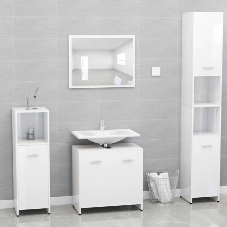 Badezimmermöbelset aus glänzend weißem Sperrholz von vidaXL, Badezimmermöbel - Ref: Foro24-802585, Preis: 72,21 €, Rabatt: %