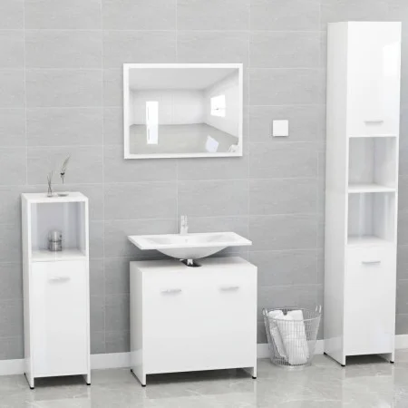 Glossy white plywood bathroom furniture set by vidaXL, Bathroom furniture - Ref: Foro24-802585, Price: 73,17 €, Discount: %
