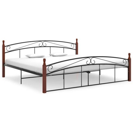 Estructura cama sin colchón metal madera roble negro 200x200 cm en Camas y somieres | Comprar online en Foro24