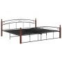 Estructura cama sin colchón metal madera roble negro 200x200 cm