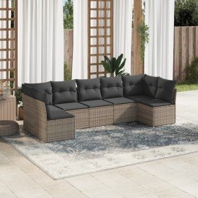 Set de sofás de jardín 7 piezas con cojines ratán PE gris en Conjuntos de jardín | Comprar online en Foro24