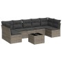 Set de sofás de jardín 8 pzas y cojines ratán sintético gris