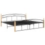 Estructura cama sin colchón metal madera roble negro 200x200 cm