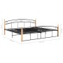 Estructura cama sin colchón metal madera roble negro 200x200 cm