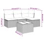 Set comedor de jardín 5 piezas y cojines ratán sintético marrón