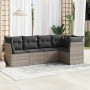 Set de sofás jardín y cojines 5 pzas ratán sintético gris claro