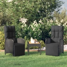 Sillas reclinables jardín 2 uds con mesa ratán sintético negro de vidaXL, Sillas de jardín - Ref: Foro24-319910, Precio: 289,...