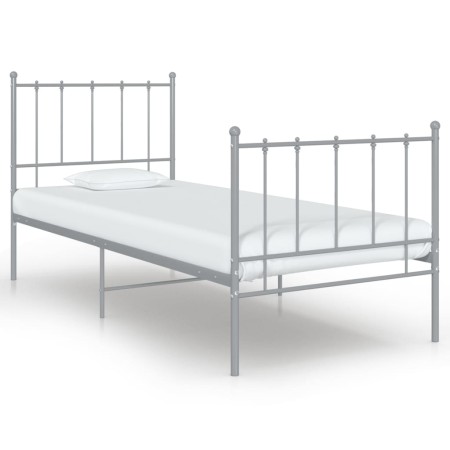 Estructura de cama sin colchón metal gris 100x200 cm
