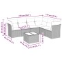 Set de comedor de jardín 7 pzas y cojines ratán sintético negro