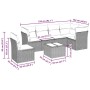 Set de comedor de jardín 7 pzas y cojines ratán sintético negro