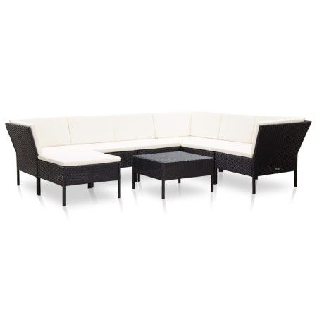8-teiliges Gartenmöbel-Set und schwarze synthetische Rattankissen von vidaXL, Gartensets - Ref: Foro24-48952, Preis: 641,18 €...