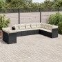 Set de sofás de jardín 10 pzas cojines ratán sintético negro