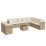 Set de sofás de jardín 11pzas con cojines ratán sintético beige