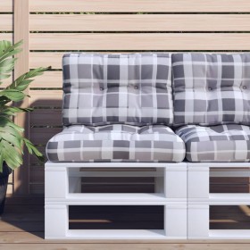Cojín para sofá sofá de palets tela a cuadros gris 50x40x12 cm