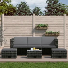 4-piece garden furniture set and gray synthetic rattan cushions by vidaXL, Garden sets - Ref: Foro24-48145, Price: 512,85 €, ...