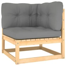 Garden corner sofa and gray cushions solid acacia wood by vidaXL, Modular outdoor sofas - Ref: Foro24-805715, Price: 94,94 €,...