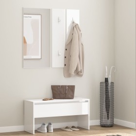 Plywood white gloss hallway furniture set by vidaXL, Benches for halls and storage - Ref: Foro24-808789, Price: 81,32 €, Disc...