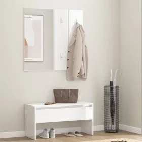 Plywood white gloss hallway furniture set by vidaXL, Benches for halls and storage - Ref: Foro24-808789, Price: 80,19 €, Disc...