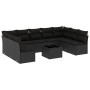 Set de sofás de jardín 10 pzas cojines ratán sintético negro
