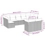 Set muebles jardín 9 pzas y cojines ratán sintético gris claro