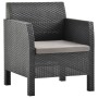 3-teiliges Gartenmöbel-Set PP Rattan anthrazitgraue Kissen von vidaXL, Gartensets - Ref: Foro24-3079678, Preis: 453,33 €, Rab...