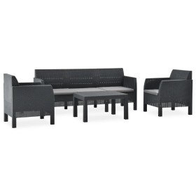 Gartenmöbel-Set 4-teilig anthrazitgraue PP-Rattankissen von vidaXL, Gartensets - Ref: Foro24-3067235, Preis: 525,08 €, Rabatt: %