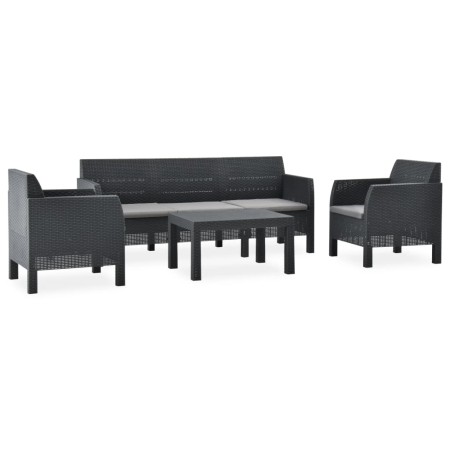 Garden furniture set 4 pieces anthracite gray PP rattan cushions by vidaXL, Garden sets - Ref: Foro24-3067235, Price: 525,08 ...