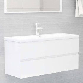 Mueble con lavabo madera de ingeniería blanco brillante