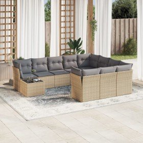 Set de sofás de jardín 11pzas con cojines ratán sintético beige en Conjuntos de jardín | Comprar online en Foro24