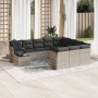 Set de sofás de jardín 11 pzas y cojines ratán sintético gris