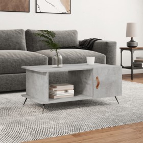 Mesa de centro madera contrachapada gris hormigón 90x50x40 cm