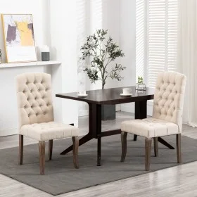 Dining chairs 2 units beige linen look fabric by vidaXL, dining chairs - Ref: Foro24-287949, Price: 275,00 €, Discount: %